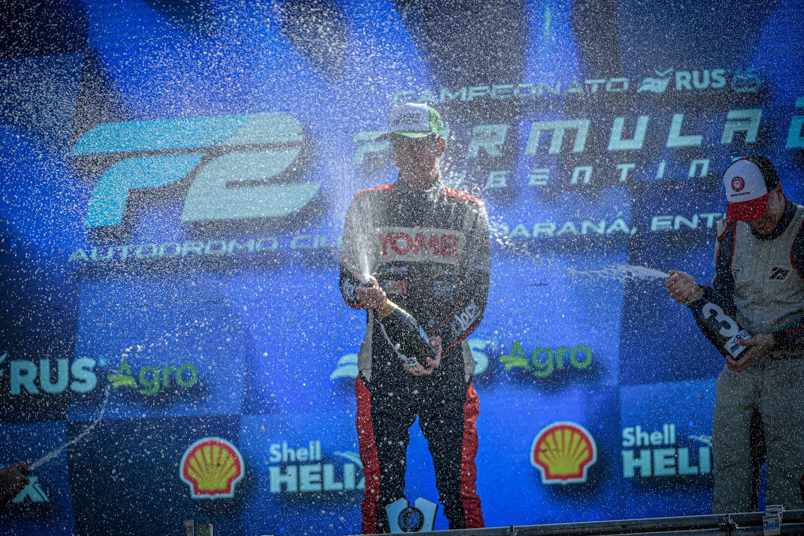 Santiago Baztarrica celebrating on the podium